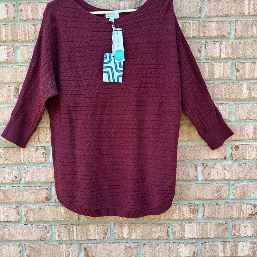 Burgundy Cable Knit Sweater